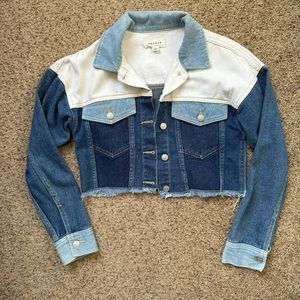 Pacsun Color Block Cropped Jean Denim Jacket S/XS Vintage Vibe Colorblock
